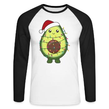 Avocado Christmas Lights Funny Avocados - Unisex Long Sleeve Baseball T-Shirt - white/black - Front - Nik (191cm)