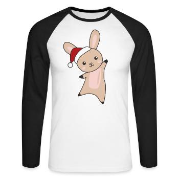 Hase fröhliche Weihnachten Winter Tiere Hasen - Unisex Baseballshirt langarm - Weiß/Schwarz - Vorne - Nik (191cm)