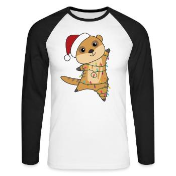 Meerkats Christmas Snow Winter Animals - Unisex Long Sleeve Baseball T-Shirt - white/black - Front - Nik (191cm)