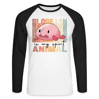 Blobfish Is My Spirit Animal - funny blobfish - Unisex Long Sleeve Baseball T-Shirt - white/black - Front - Nik (191cm)