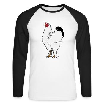 Brahma Hahn Hühner Lustig Landwirt Huhn - Unisex Baseballshirt langarm - Weiß/Schwarz - Vorne - Nik (191cm)