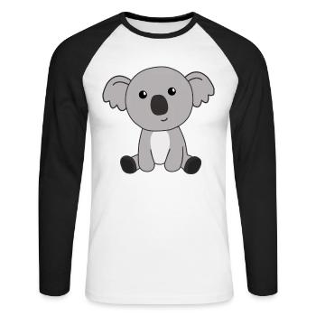 Koala mignon animaux mignons pour les enfants mignons - T-shirt baseball manches longues Homme - blanc/noir - Devant - Nik (191cm)