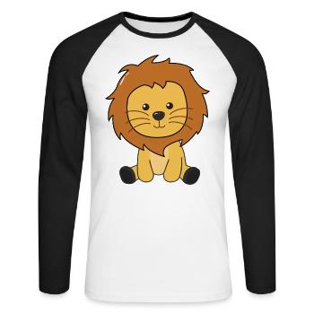 Lion mignon animaux pour les enfants Roi Lion - T-shirt baseball manches longues Homme - blanc/noir - Devant - Nik (191cm)