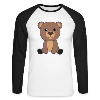 Ours Ours Mignons Animaux Enfants Bébé Ours - T-shirt baseball manches longues Homme - blanc/noir - Devant - Nik (191cm)