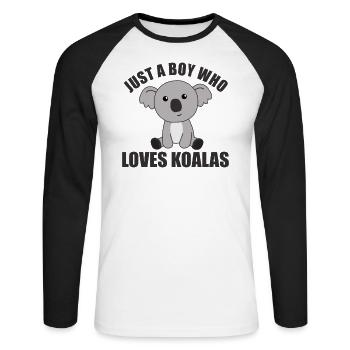 Seulement un garçon qui aime les koalas - koala doux - T-shirt baseball manches longues Homme - blanc/noir - Devant - Nik (191cm)