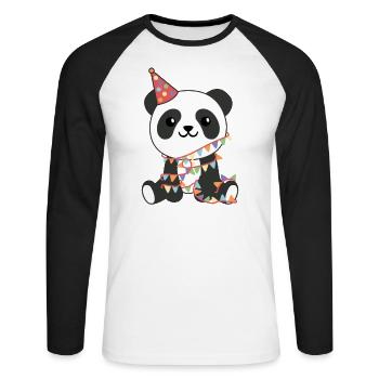 Panda pour anniversaire pour les enfants un anniversaire - T-shirt baseball manches longues Homme - blanc/noir - Devant - Nik (191cm)