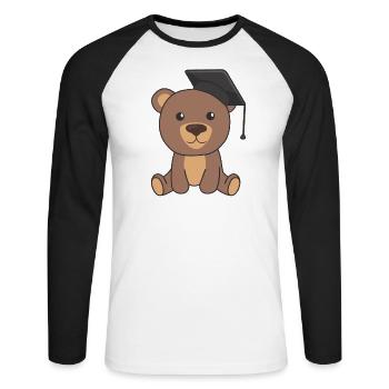 Kids Kindergarten nailed it Bear Graduation - Unisex Long Sleeve Baseball T-Shirt - white/black - Front - Nik (191cm)
