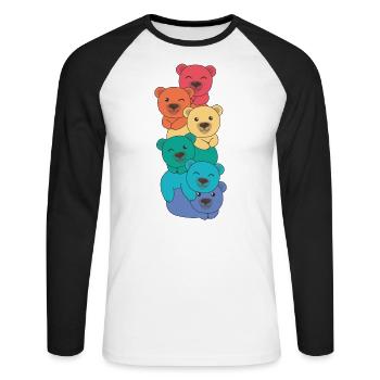 Drapeau arc-en-ciel Gay Pride LGBTQ Ours mignon Ours - T-shirt baseball manches longues Homme - blanc/noir - Devant - Nik (191cm)