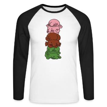 gynosexual flag pride LGBTQ sweet blobfish pile - Unisex Long Sleeve Baseball T-Shirt - white/black - Front - Nik (191cm)