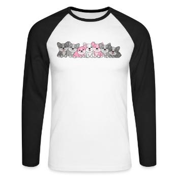 Demigirl Flag Corgi Pride LGBTQ chiens mignons - T-shirt baseball manches longues Homme - blanc/noir - Devant - Nik (191cm)