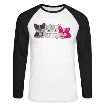 gynéphilie Drapeau Corgi Pride LGBTQ chiens mignons - T-shirt baseball manches longues Homme - blanc/noir - Devant - Nik (191cm)