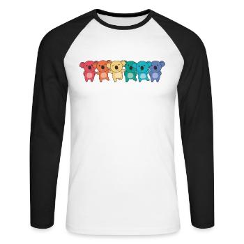 Drapeau arc-en-ciel Gay Pride LGBTQ Koala Doux Koalas - T-shirt baseball manches longues Homme - blanc/noir - Devant - Nik (191cm)