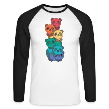 Rainbow Flag Gay Pride LGBTQ Panda süße Tiere - Unisex Baseballshirt langarm - Weiß/Schwarz - Vorne - Nik (191cm)