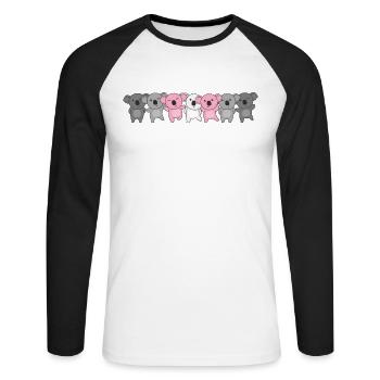 Demigirl Flag Pride LGBTQ Cute Koala - Unisex Long Sleeve Baseball T-Shirt - white/black - Front - Nik (191cm)