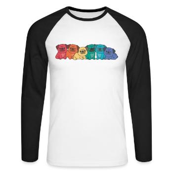 Drapeau arc-en-ciel Gay Pride LGBTQ Carlin Chiens mignons - T-shirt baseball manches longues Homme - blanc/noir - Devant - Nik (191cm)