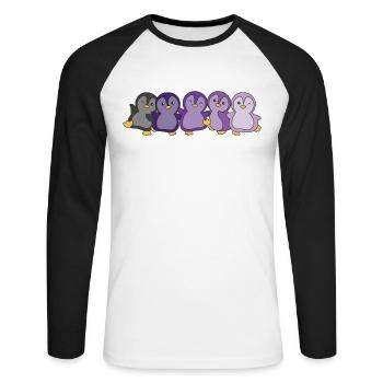 Enbian Flag Pride LGBTQ süße Pinguin - Unisex Baseballshirt langarm - Weiß/Schwarz - Vorne - Nik (191cm)