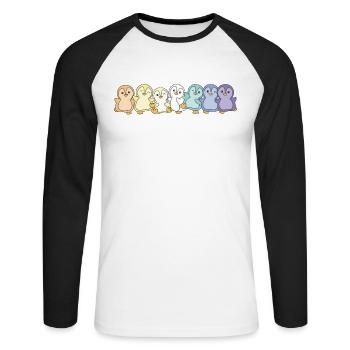 genderfaun Flag Pride LGBTQ süße Pinguin - Unisex Baseballshirt langarm - Weiß/Schwarz - Vorne - Nik (191cm)