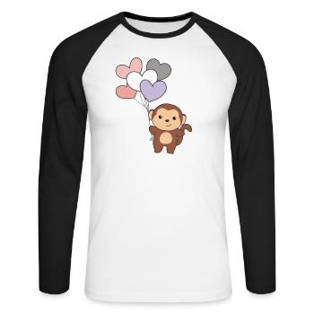 cupioromantic Flagge Ballon Herz Pride LGBTQ Affe - Unisex Baseballshirt langarm - Weiß/Schwarz - Vorne - Nik (191cm)