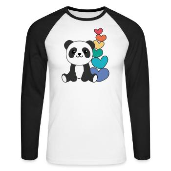 Regenbogen Herzen Pride LGBTQ süße tiere Panda - Unisex Baseballshirt langarm - Weiß/Schwarz - Vorne - Nik (191cm)