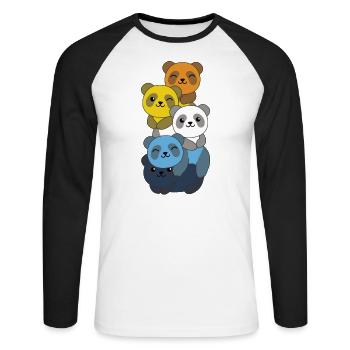Aroace Flag Pride LGBTQ süßer Panda Haufen - Unisex Baseballshirt langarm - Weiß/Schwarz - Vorne - Nik (191cm)