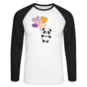 Trixic Flagge Ballon Herzen Pride LGBTQ Panda - Unisex Baseballshirt langarm - Weiß/Schwarz - Vorne - Nik (191cm)