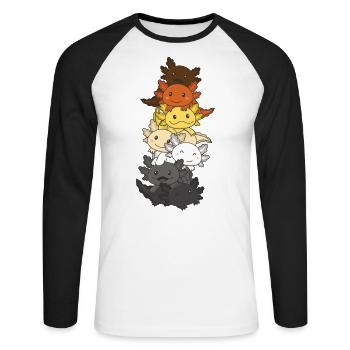 Porte-robe Porte-drapeau Fierté LGBTQ Axolotl - T-shirt baseball manches longues Homme - blanc/noir - Devant - Nik (191cm)