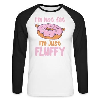 Drôle d’Hippo Donut pelucheux Kawaii Esthétique - T-shirt baseball manches longues Homme - blanc/noir - Devant - Nik (191cm)
