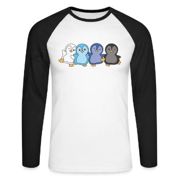 transmasc Flagge Pride LGBTQ süße Pinguin - Unisex Baseballshirt langarm - Weiß/Schwarz - Vorne - Nik (191cm)