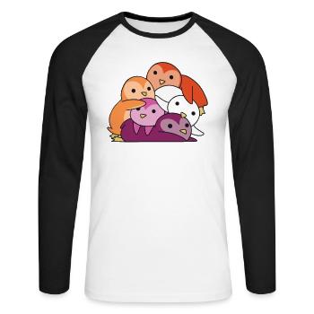 Lesbian Flag Pride LGBTQ Mignon Pingouin - T-shirt baseball manches longues Homme - blanc/noir - Devant - Nik (191cm)