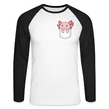Axolotl en poche axolotls sucrés en poche poitrine - T-shirt baseball manches longues Homme - blanc/noir - Devant - Nik (191cm)