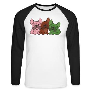 GynosexUell Flag French Bulldog Pride LGBTQ Dogs - Unisex Long Sleeve Baseball T-Shirt - white/black - Front - Nik (191cm)