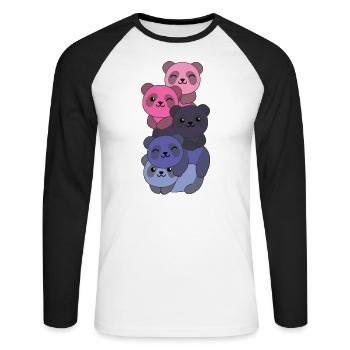 Omnisexuell Flag Pride LGBTQ süßer Panda Haufen - Unisex Baseballshirt langarm - Weiß/Schwarz - Vorne - Nik (191cm)