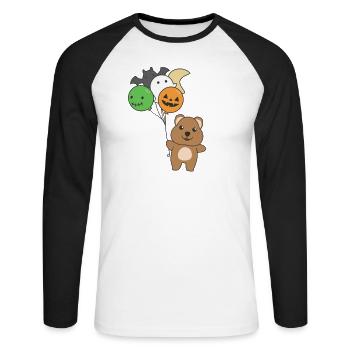 Quokka Halloween Ballons Enfants Animaux Mignons - T-shirt baseball manches longues Homme - blanc/noir - Devant - Nik (191cm)