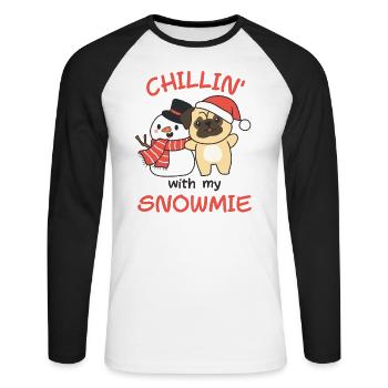 Carlin Chillin avec mon bonhomme de neige - T-shirt baseball manches longues Homme - blanc/noir - Devant - Nik (191cm)