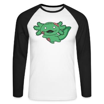 Axolotl Halloween Zombie Costume - T-shirt baseball manches longues Homme - blanc/noir - Devant - Nik (191cm)