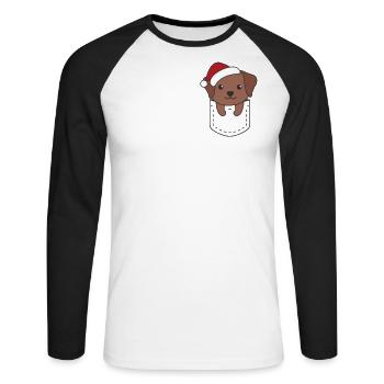 Joyeux Noël Sweet Labrador Breast Bag - T-shirt baseball manches longues Homme - blanc/noir - Devant - Nik (191cm)