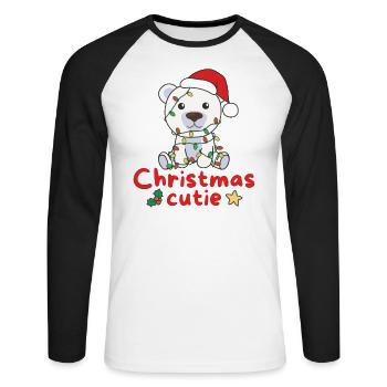 Ours polaire Noël Ours polaire Mignon de Noël - T-shirt baseball manches longues Homme - blanc/noir - Devant - Nik (191cm)