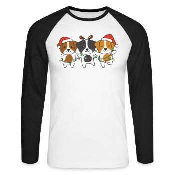 Jack Russell Noël Animal Chiens mignons - T-shirt baseball manches longues Homme - blanc/noir - Devant - Nik (191cm)