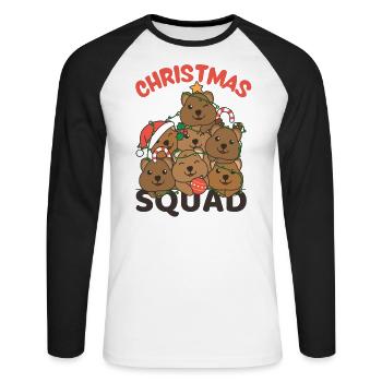 Quokka Christmas Tree Christmas Squad Quokkas - Unisex Long Sleeve Baseball T-Shirt - white/black - Front - Nik (191cm)