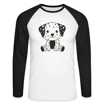 Dalmatiens Chiens mignons Dalmatiens drôles - T-shirt baseball manches longues Homme - blanc/noir - Devant - Nik (191cm)