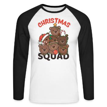 Bear Christmas Tree Christmas Squad Bear - Unisex Long Sleeve Baseball T-Shirt - white/black - Front - Nik (191cm)