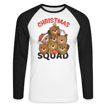 Beaver Christmas Tree Christmas Squad Beaver - Unisex Long Sleeve Baseball T-Shirt - white/black - Front - Nik (191cm)