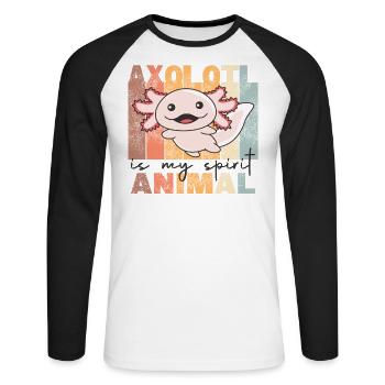 Axolotl Is My Spirit Animal - doux Axolotl vintage - T-shirt baseball manches longues Homme - blanc/noir - Devant - Nik (191cm)