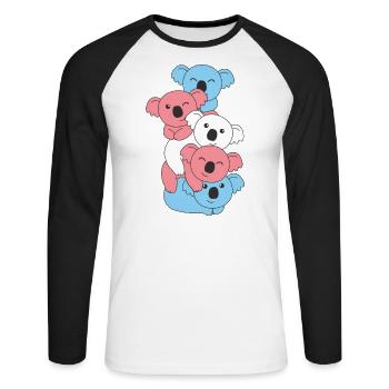 Transgender Flag Pride LGBTQ Cute Koala Bunch - Unisex Long Sleeve Baseball T-Shirt - white/black - Front - Nik (191cm)