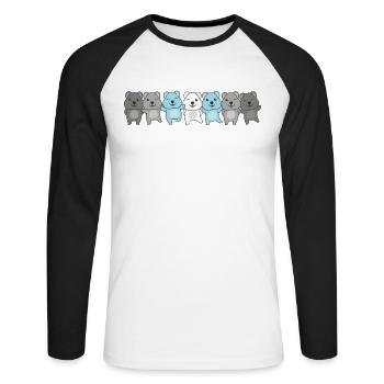 Demiboy Flag Pride LGBTQ Cute Quokka - T-shirt baseball manches longues Homme - blanc/noir - Devant - Nik (191cm)