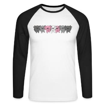 Demigirl Flag Pride LGBTQ Cute Axolotl - Unisex Long Sleeve Baseball T-Shirt - white/black - Front - Nik (191cm)
