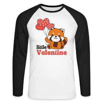 Roter Panda zum Valentinstag little Valentine - Unisex Baseballshirt langarm - Weiß/Schwarz - Vorne - Nik (191cm)