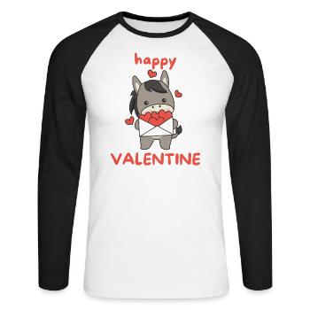 Donkeys for Valentine's Day cute animals with hearts - Unisex Long Sleeve Baseball T-Shirt - white/black - Front - Nik (191cm)