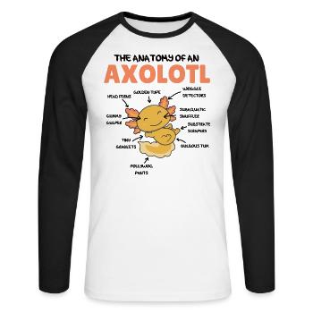 Axolotl Explication Anatomie d’un Axolotl - T-shirt baseball manches longues Homme - blanc/noir - Devant - Nik (191cm)