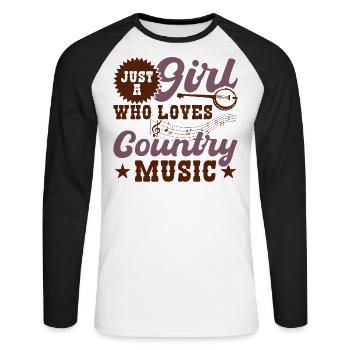 Just a girl who loves country music - Unisex Long Sleeve Baseball T-Shirt - white/black - Front - Nik (191cm)